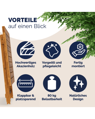 Beistelltisch Akazie klappbar aus Massivholz